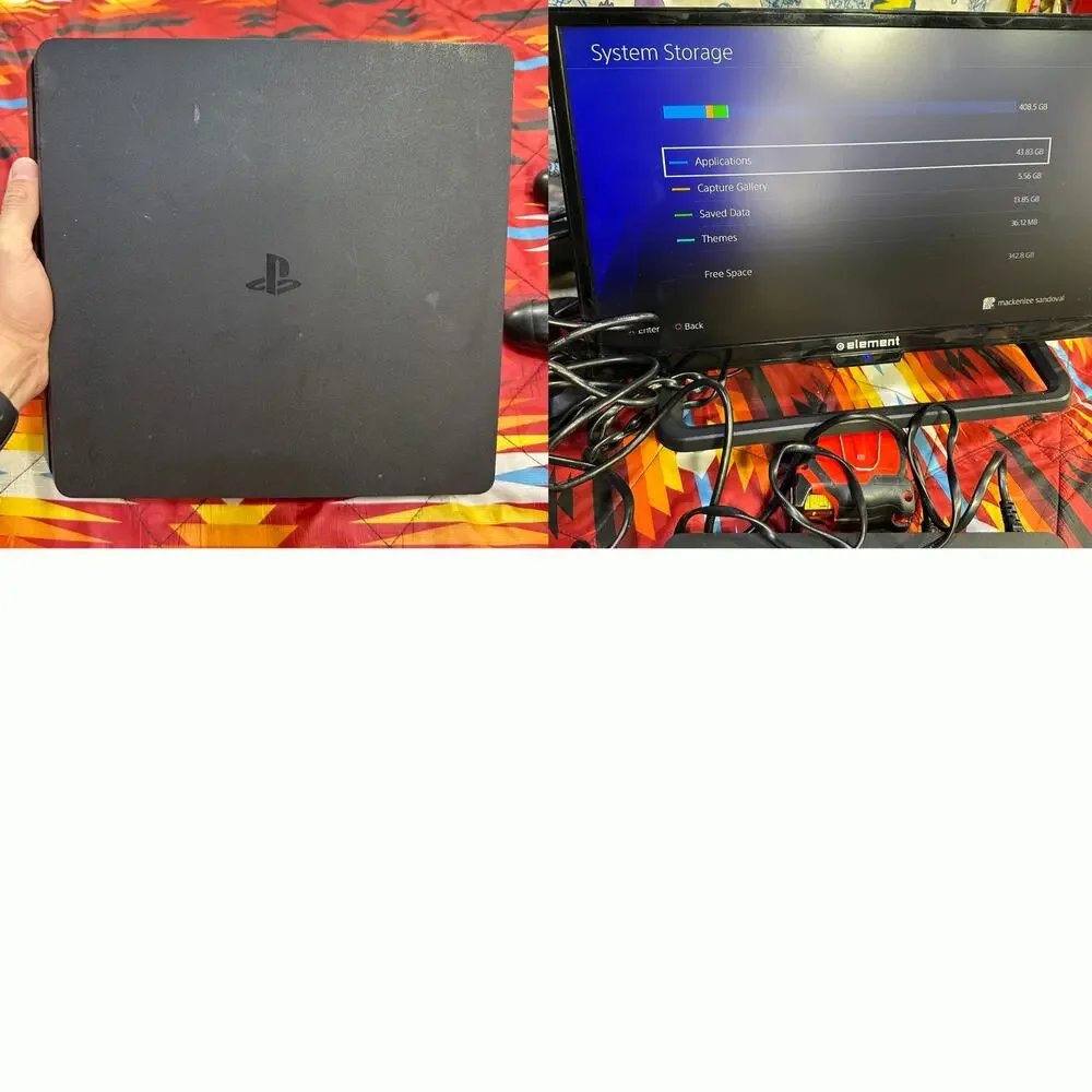 PlayStation 4 Slim CUH-2015A 500GB Home Gaming System W/ 2 Controllers TESTED